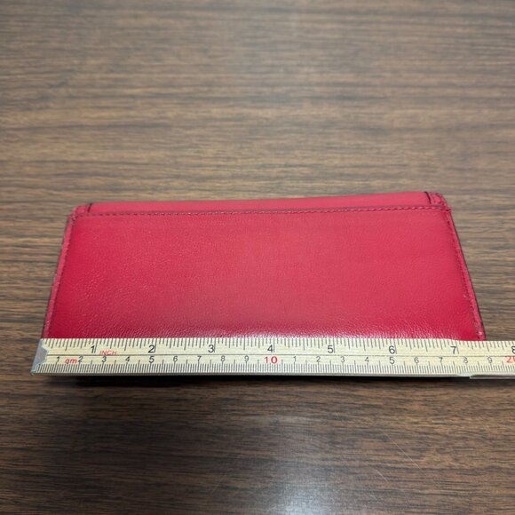 Coach Taylor Leather Checkbook Wallet Fold Over Snap Front Red Gold Y2K Classic - Picture 11 of 12